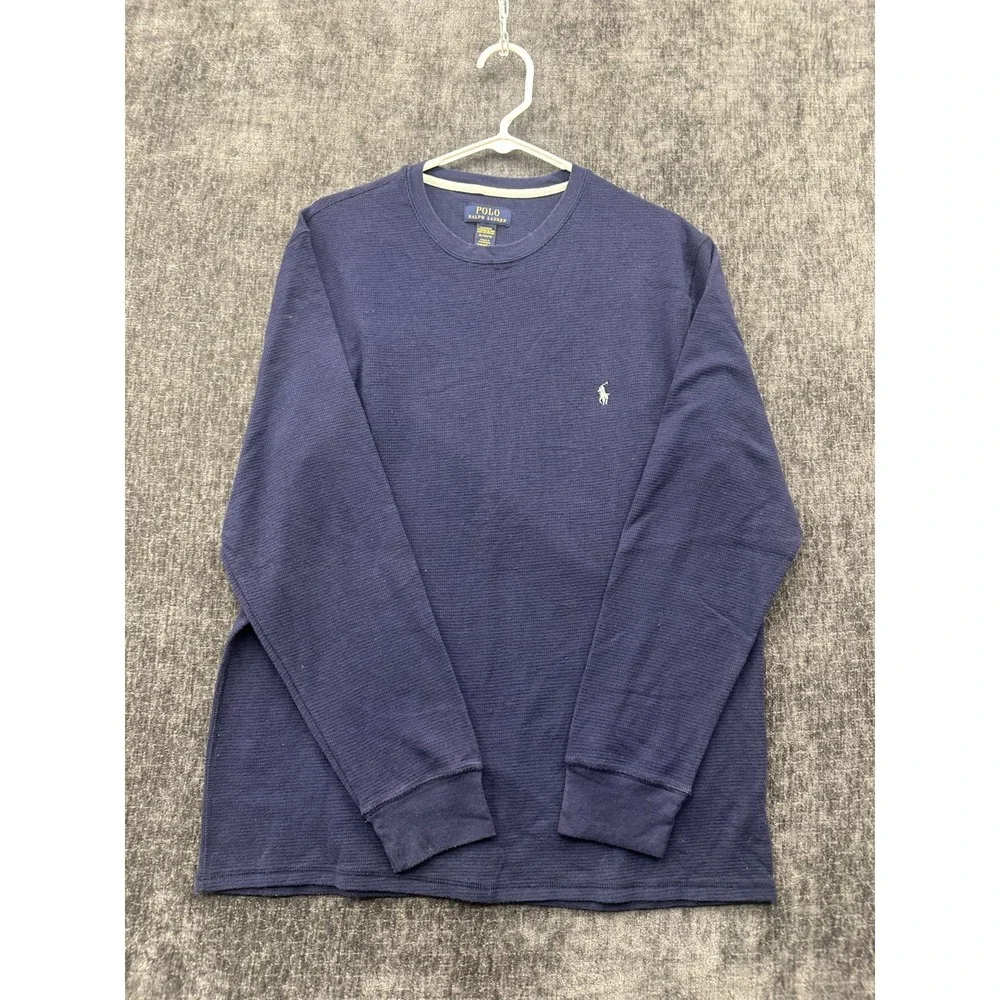 Polo Ralph Lauren Sleepwear Shirt Mens XL Navy Blue Pony Logo Casual Waffle Knit